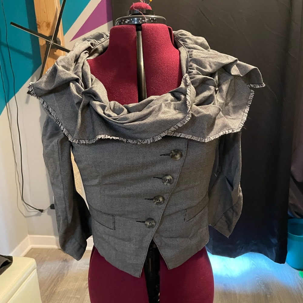 bebe Gray Draped Collar Blazer Jacket
